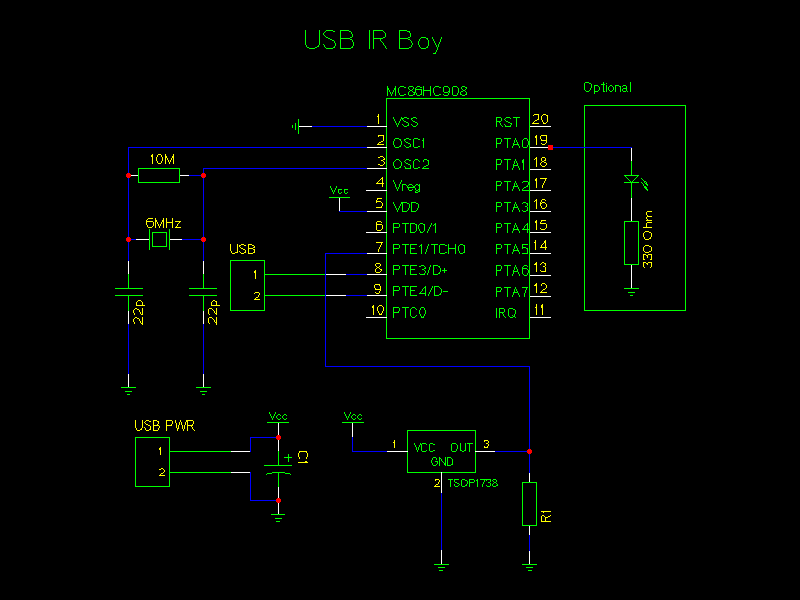 USB-IR-Boy Board Schematic